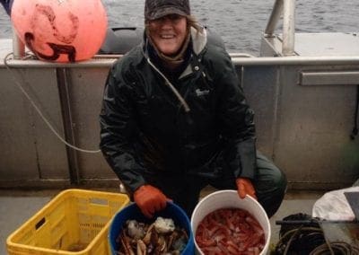 Sara Hannan with a haul of crab and shrimp